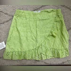 HYFVE Lime Eyelet Mini Skirt